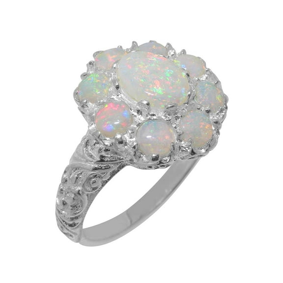 LBG British Made 10k White Gold Natural Opal Womens Statement Ring - 33 size options - Size 10