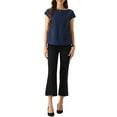 thumbnail image 2 of INSPIRE CHIC Cap Sleeve Dressy Top for Women's Boat Neck Office Work Belted Peplum Tops XS Dark Blue, 2 of 6