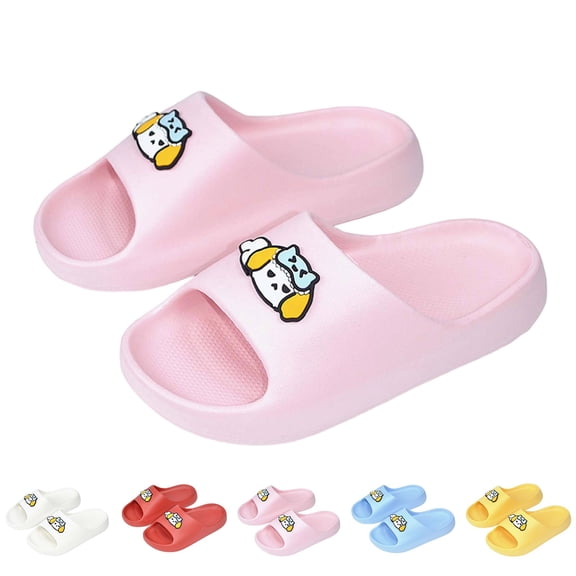 BXJX Girls Slide Sandals, Cute Open Toe Soft Sole Slip-Resistant Kids House Slippers Pink Size 1(Big Kids)