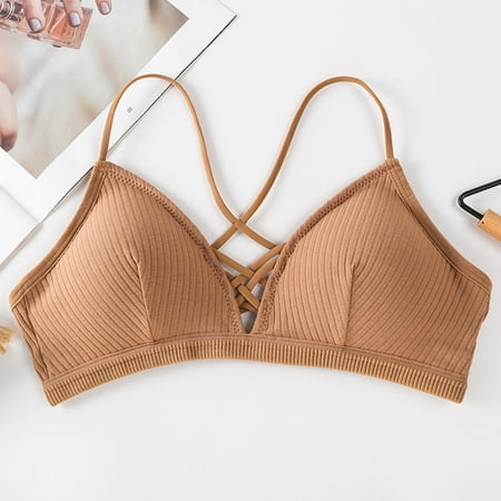 

Aayomet Workout Tops for Women Underwear Fashion Women Solid Bras Top Chest Vest Color Pad Camisole Tank Women s Blouse Khaki One Size