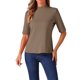 thumbnail image 1 of Camisetas de media manga INSPIRE CHIC para mujeres, blusa de cuello alto, blusas casuales, tops sólidos elásticos y suaves de longitud hasta el codo, color L Camel, 1 of 6