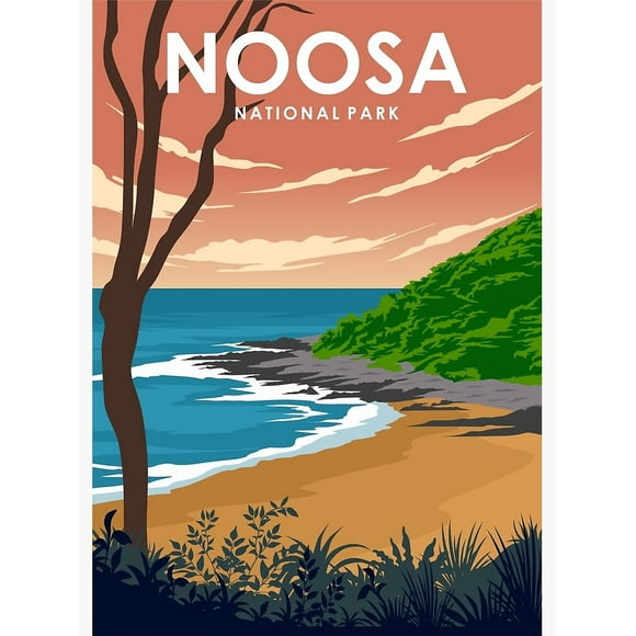 Noosa National Park Australia Minimal Travel Poster Fashion Art Decor Frame