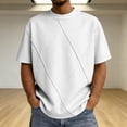 thumbnail image 2 of Big & Tall Men's Short Sleeve Boxy T-Shirts Crew Neck Diamond Grid Seam Pattern Summer Fashion Classic Tops for Father Gift, 2 of 5