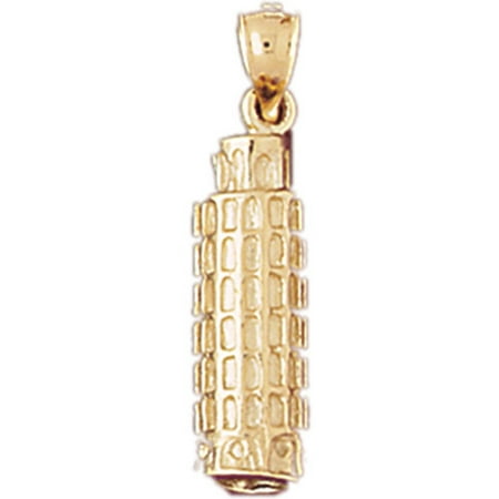 14K Yellow Gold 3D Leaning Tower Of Pisa Pendant - 27 mm