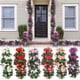 thumbnail image 1 of Flores de rosas colgantes artificiales, 4 ramos, 37.5 "de largo, pétalos de seda púrpura, hojas verdes, decoración interior y exterior para jardín, boda, patio, sala de estar, patio, 1 of 8