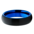 thumbnail image 2 of 6mm Blue Tungsten Wedding Band Brushed Black Tungsten Tungsten Carbide Band Men and Women Comfort Fit, 2 of 3