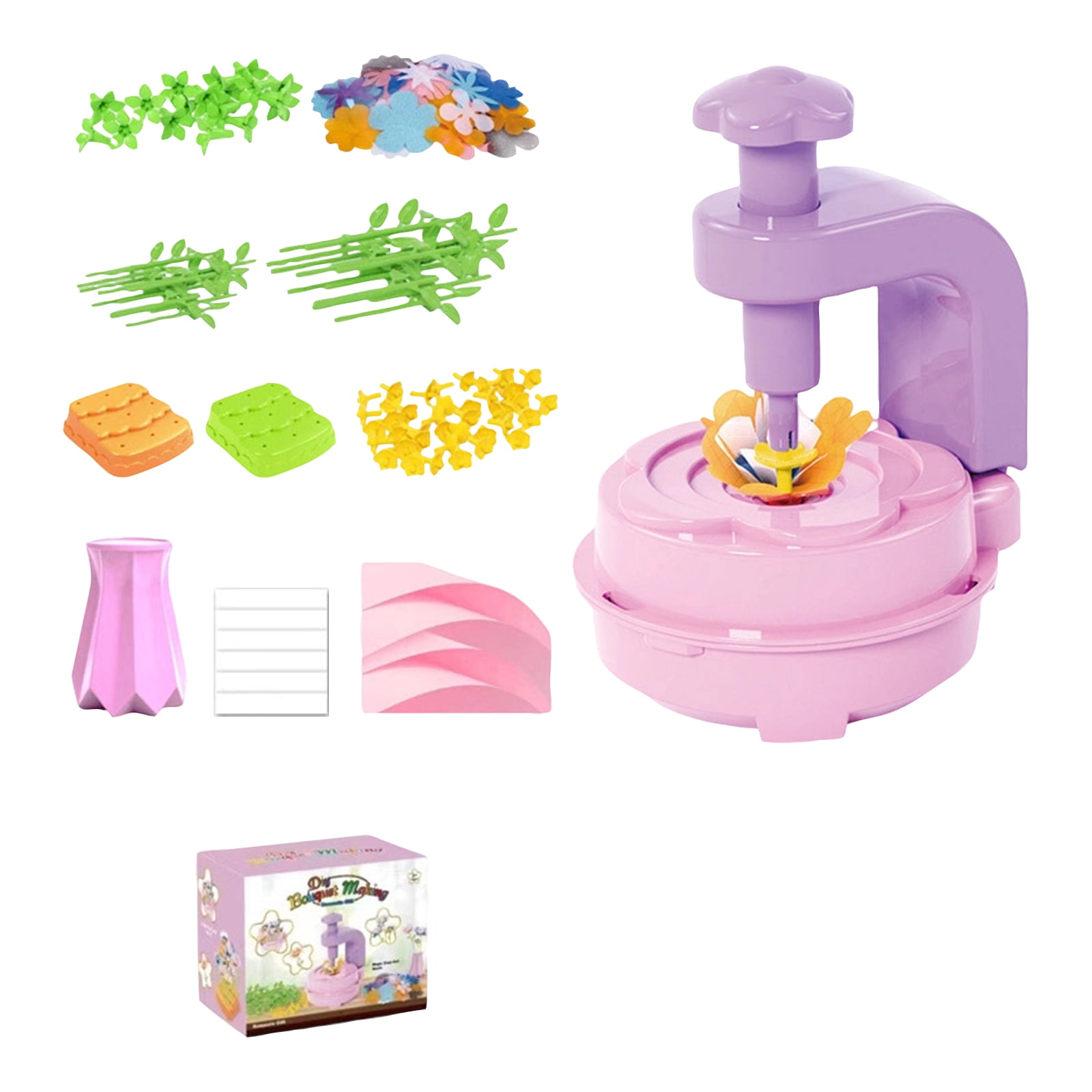 Flower Craft Kits, Easter Basket Stuffers Gifts, Arts and Crafts DIY Flower Making Kit with Reusable Accessories, Creative Bouquet Building Set for Birthday Holiday Gift