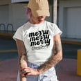thumbnail image 2 of Merry Merry Merry Christmas Greeting Merch Gift, Heather Grey T-Shirt, XL, 2 of 5