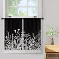 thumbnail image 3 of Black White Floral Kitchen Curtains Pencil Sketch Plants Rod Pocket Farmhouse Botanical Wildflower Leaves Natural Rustic Vintage Bedroom Living Room Treatment Fabric 2 Panels 27.5Wx39H Inch, 3 of 6