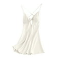 thumbnail image 3 of Aboser Womens Nightgown with Built in Bra Crossover Back Chemise Sleepshirts Cut Out Satin Nightdress Soft V Neck Short Lingerie Dress Full Slip Sleeveless Sleep Gowns, 3 of 5