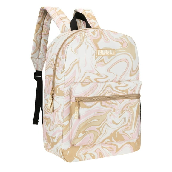 Aeropostale  Backpack for School, College, and Travel， Water Resistant Bookbag Taupe Marble