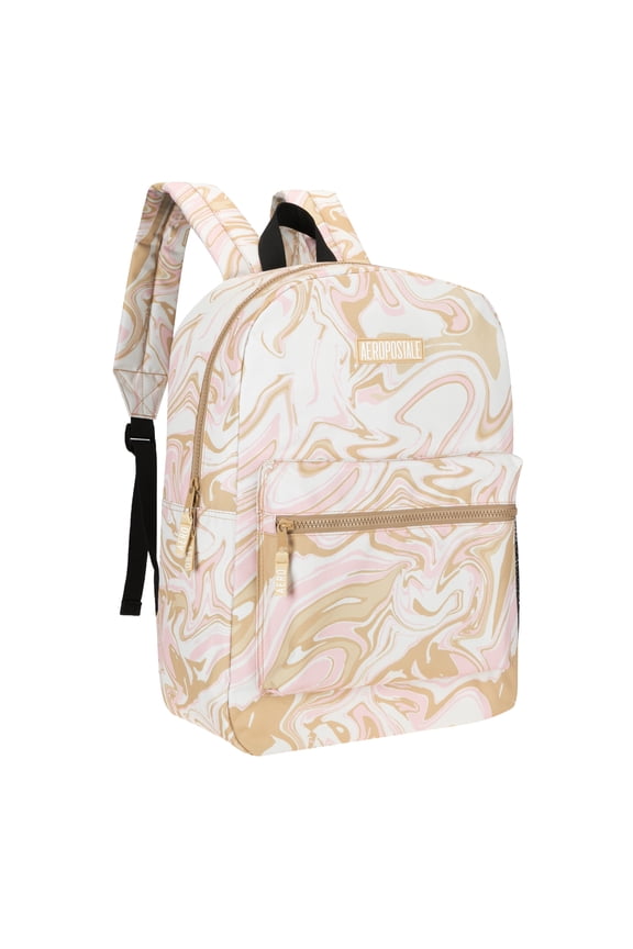 Aeropostale Backpack for School, College, and Travel Water Resistant Bookbag Taupe Marble