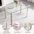 thumbnail image 3 of Dining Table for 4, PAPROOS 43" Tempered Glass Kitchen Table, Rectangle Dining Room Table with Stainless Steel Legs for Kitchen Dining Room, Transparent(Only Table), 3 of 7