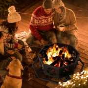 Ktaxon 43 in Octagonal Fire Pit with Foot Pedals & Star Cutouts, Wood Burning, Portable, Black