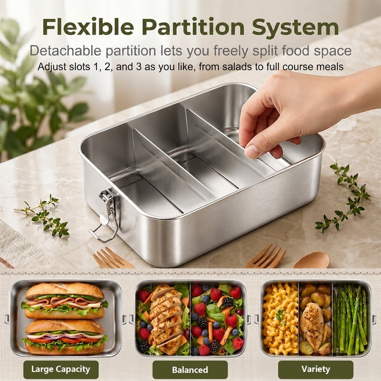 Vesteel Stainless Steel Bento Lunch Box, 81oz with Bag photo 2