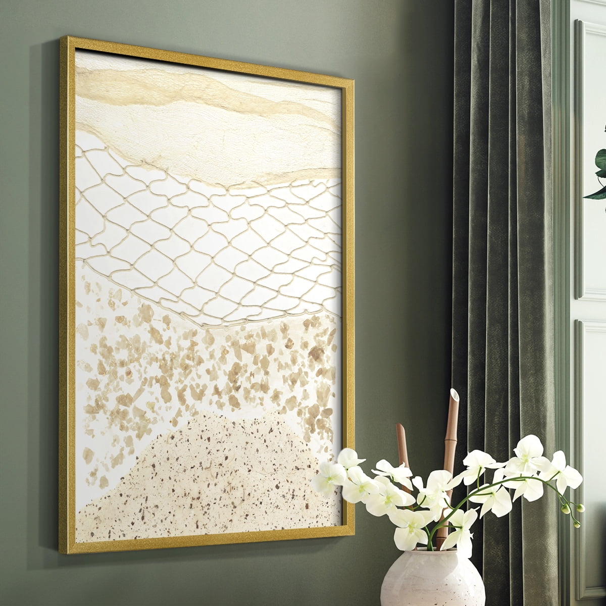 Coast Away II Framed Print in Gold Solid Wood Framed Print No Nail Hanging