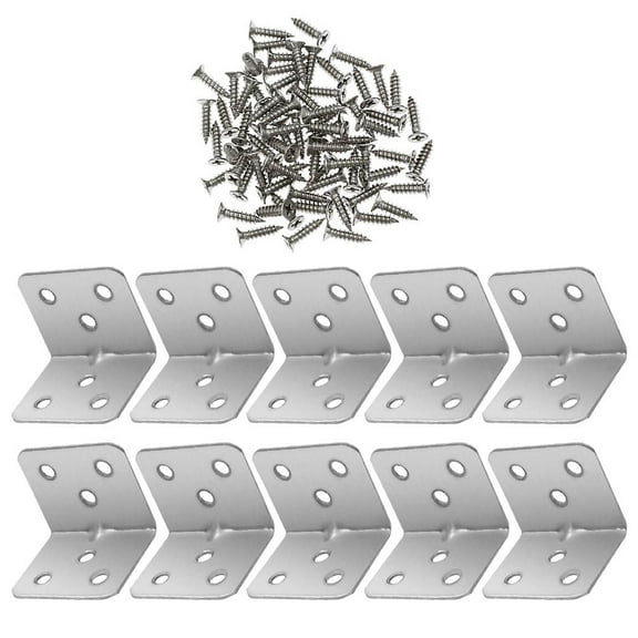 WHAMVOX  12 Pcs Corner Angle Holder Stainless Steel Brace Angled Bracket Silver