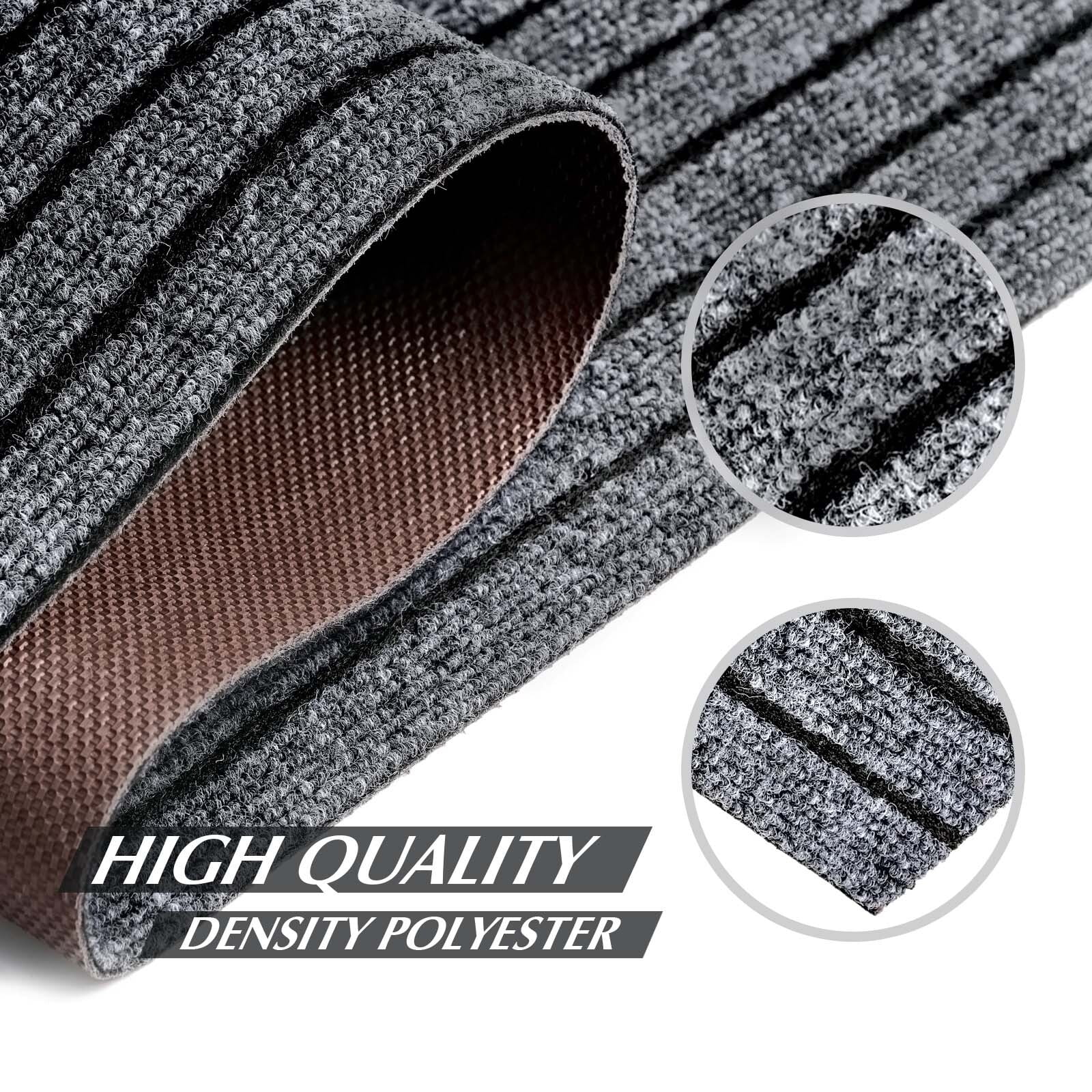 Morefany Outdoor Indoor Runner Rug Custom Size Rugs Non-Slip Hallway Carpet Runners with Rubber Backing Mat for Kitchen Entryway Garage Laundry 4ft x 17ft, Grey Striped