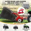 thumbnail image 3 of 48" Tow-Behind Lawn Sweeper, 25.16 Cu.ft Large Hopper Leaf & Grass Collector, Adjustable Height, Easy Dumping Rope, Heavy Duty Yard Cleanup Tool for Lawn Tractor ATV,Universal Hitch,Red, 3 of 6