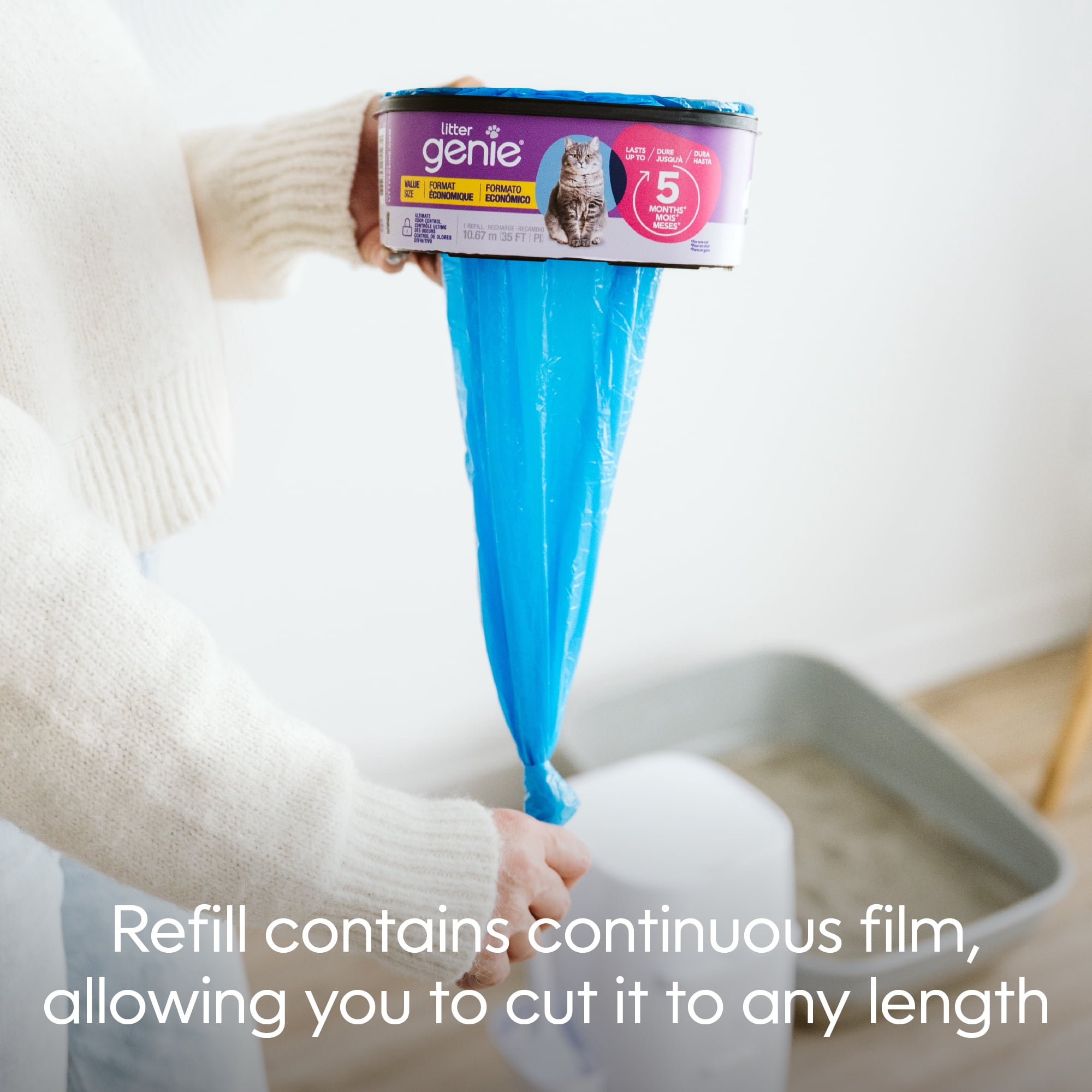 Litter Genie Cat Litter Disposal Jumbo refill, Value Pack, lasts up to 5 months, 35ft