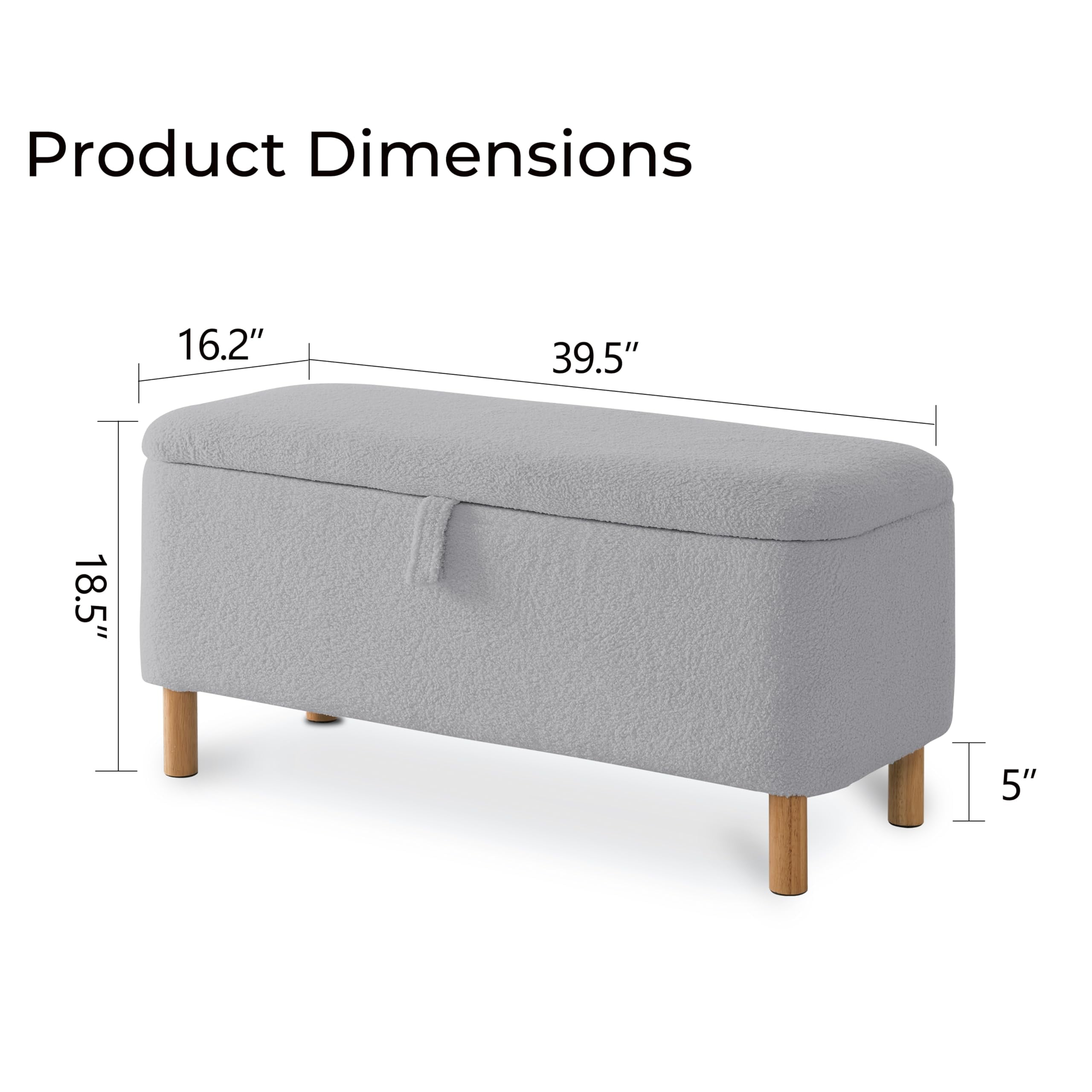 Comfort Stretch 39.3" Length Storage Ottoman Bench for Living Room,Gray Bedroom Bench with Entryway Storage Rectangular Boucle Foot Rest Stool Padded Seat