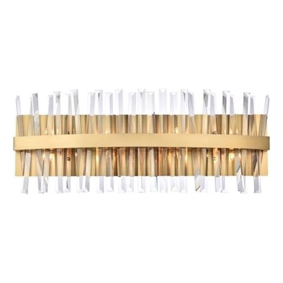 Maklaine 30" Iron and Crystal Bath Sconce in Satin Gold Finish