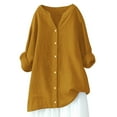 thumbnail image 1 of Women Loose Button Down Blouses Long Sleeve Solid Casual All Occasions, 1 of 3