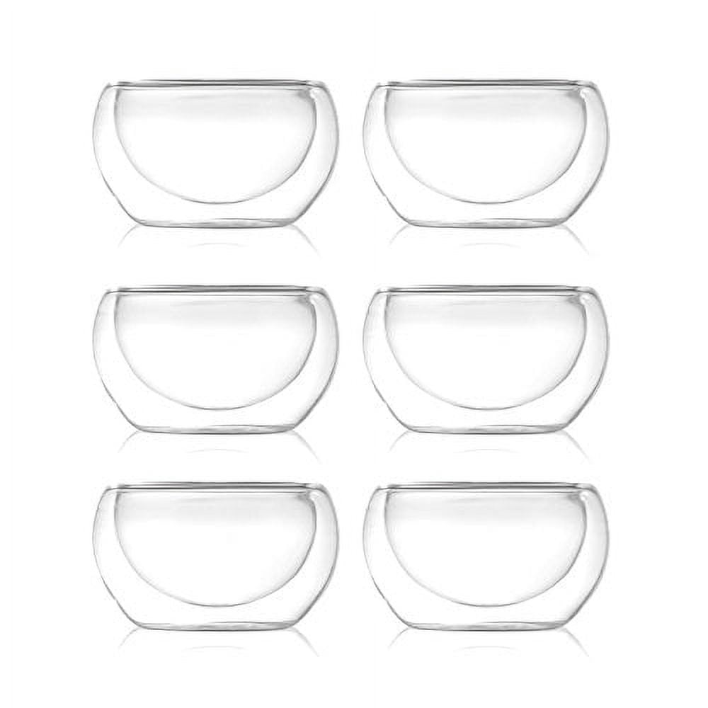 Double Wall Glass Espresso Tea Cups Extra Thick Glasses Set of 6 (2 oz.fl)