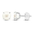 thumbnail image 2 of Decadence 14K White Gold 4mm AAAA White Freshwater Cultured Pearl Prong Set Stud Earrings For Women - June Birthstone, 2 of 5