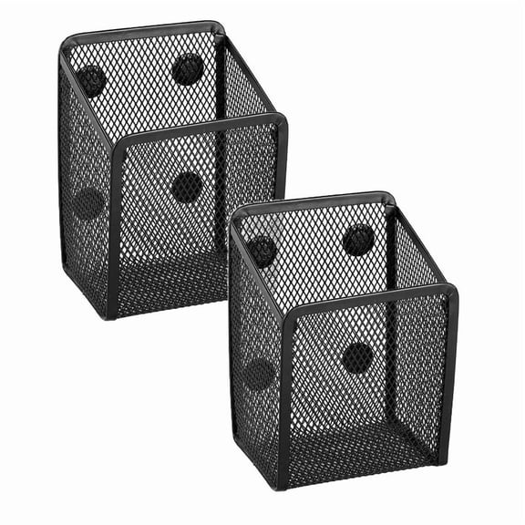 2Pcs Magnetic Pen Holder,Magnetic Locker Organizer,Magnetic Cup,Single Magnetic Pencil Locker Holder Organizer,Strong Magnets Mesh Marker Holder Pen Basket for Whiteboard,Refrigerator And Locker