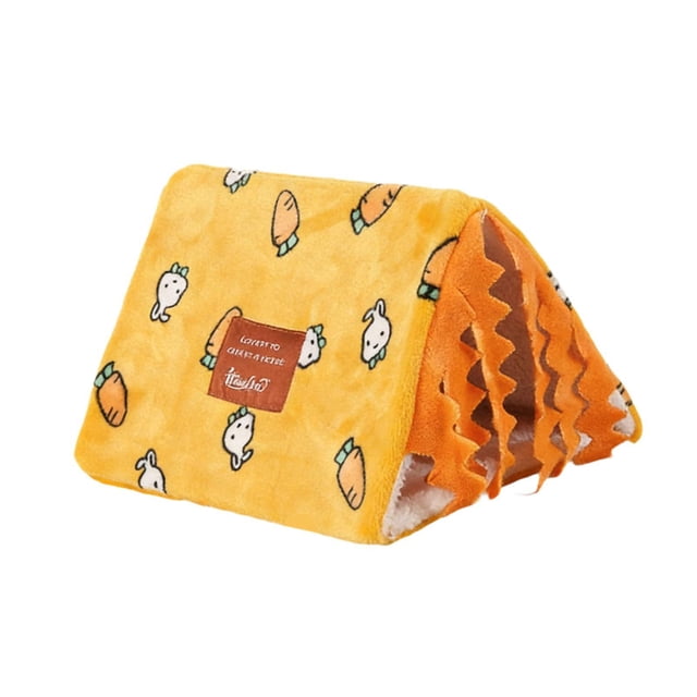 Casa para hámster con cortina lavable, escondite para animales pequeños, jaula para cobayas Amarillo M