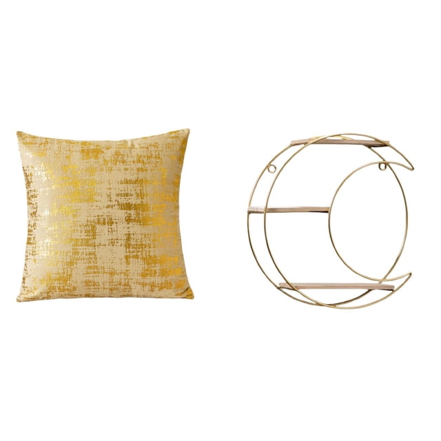 Elegante Funda De Cojín Cuadrada Para Decoración Del Hogar Y Moderno Estante Colgante De Pared De Metal De 3 Niveles, Multifuncional, Decorativo Para Sala De Estar, Oficina, Dormitorio Y Coche.