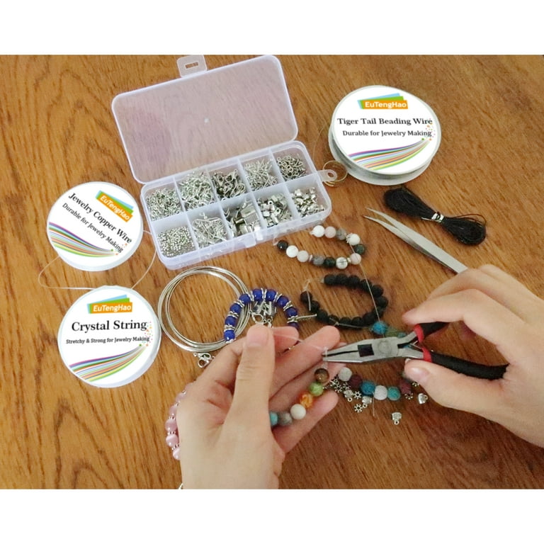 DIY Crafts Jewelry Necklace Repair Kit with Jump Rings, Clasps and