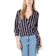 thumbnail image 1 of Project 28 Blouse Portefeuille Rayée pour Femmes, Bleu, Très Grand, 1 of 1