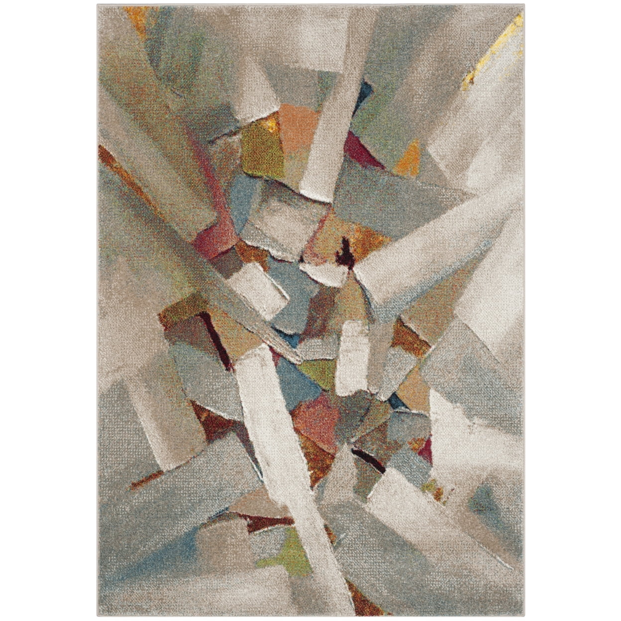SAFAVIEH Porcello Harding Abstract Brush Strokes Area Rug, Grey/Multi, 2'7" x 5'