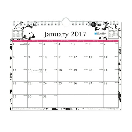 Blue Sky 11" x 8.75" Wall Calendar, January 2017-December 2017