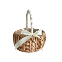 Wicker Easter Basket With Handle,Basket for Organizing Flowers Storage Bins Easter Egg Hunt Prizes,Cute Woven Gift Baskets Empty for Halloween Christmas Valentine's Day Wedding,Khaki,5.9x3.14x7.48"