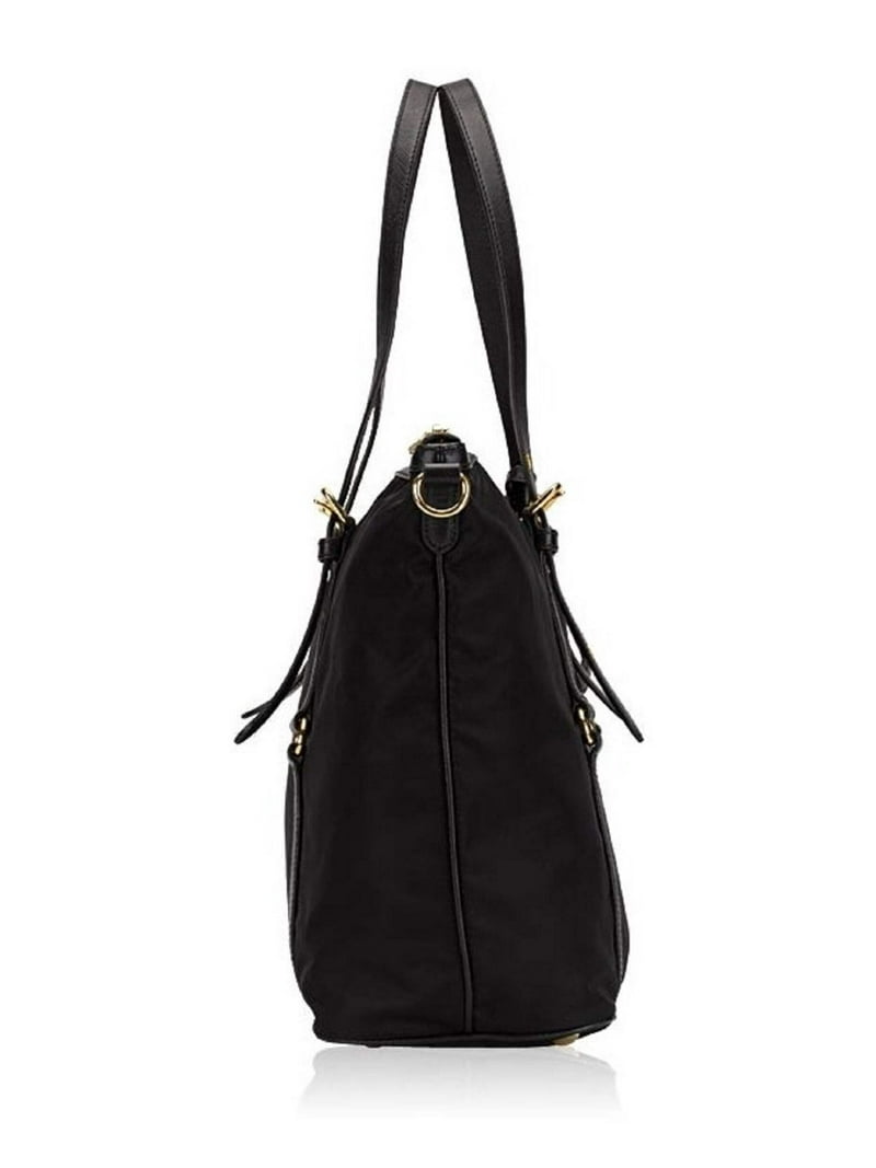 Prada Tessuto Nylon Saffiano Leather Black Top Zip Tote Bag 1BG253