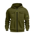 thumbnail image 4 of Rvwovn Men's Zip Up Hooded Jacket Utility Multi-Pocket Casual Fall Winter Outerwear Sizes S-3X, 4 of 7