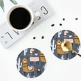 thumbnail image 4 of Lsque Llama and Cactus Pattern 4" Drink Coasters Set of 4, PVC Leather Absorbent Coasters, Table Coaster Set Decorative Coffee Cup Coasters Housewarming Gift -Round Shape, 4 of 6