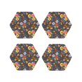 thumbnail image 2 of Balery 4 Pcs Colorful Flowers With Butterflyleather Coasters Set, Drink Table Cup Coasters For Living Room Kitchen Coffee Decor, 2 of 9