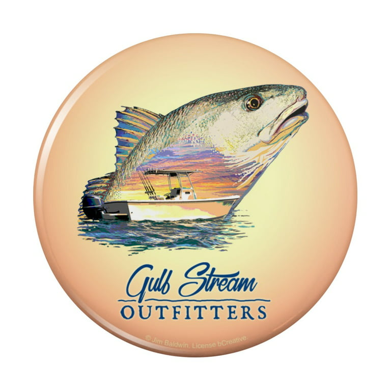 Gulf Stream Outfitters Red Snapper Redfish Ocean Fishing Pinback Button Pin