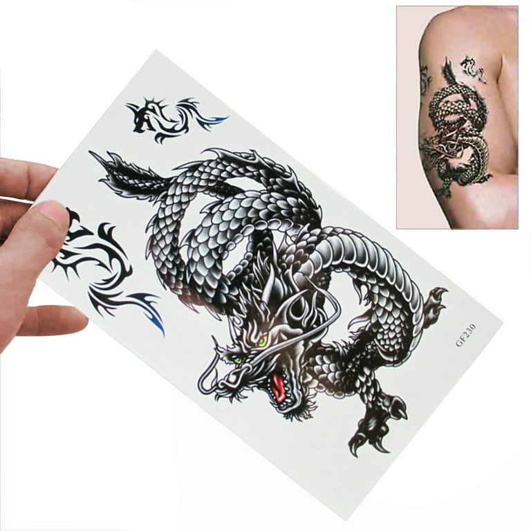 Waterproof Temporary Tattoo Sticker Body Art 10.5*6cm Dragon Tattoo Totem  Y-$b