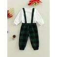 thumbnail image 2 of Faithtur Costume de Pantalon Chemise à Col Rond à Manches Longues + Pantalon à Bretelles à Carreaux pour Bébé Garçon, 2 of 9