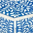 thumbnail image 3 of Bone Inlay End Table – Hexagon Blue Table with Floral Vine Pattern in Ivory, 3 of 4