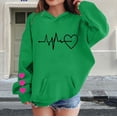 thumbnail image 2 of CPNG Girls Hoodies Tops Heart Print Long Sleeve Hooded Sweatshirts with Front Pocket Kids Loose Fit Daily Pullover Sweatshirt, 2 of 5