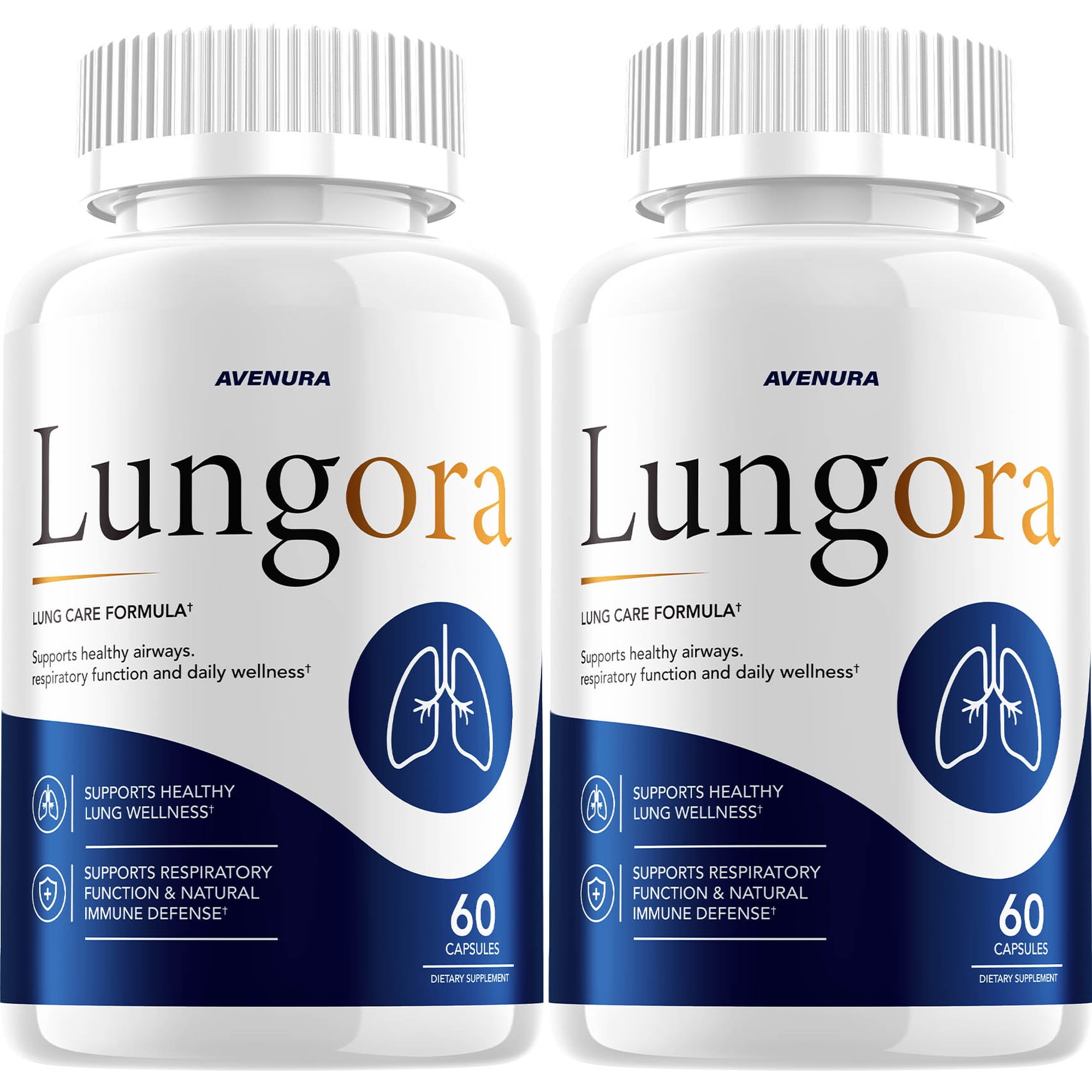 Lungora Capsules – Natural Blend Daily Breathing Wellness Support, 2 Pack, (60 Capsules Each Bootles, 120 Capsules in Total)
