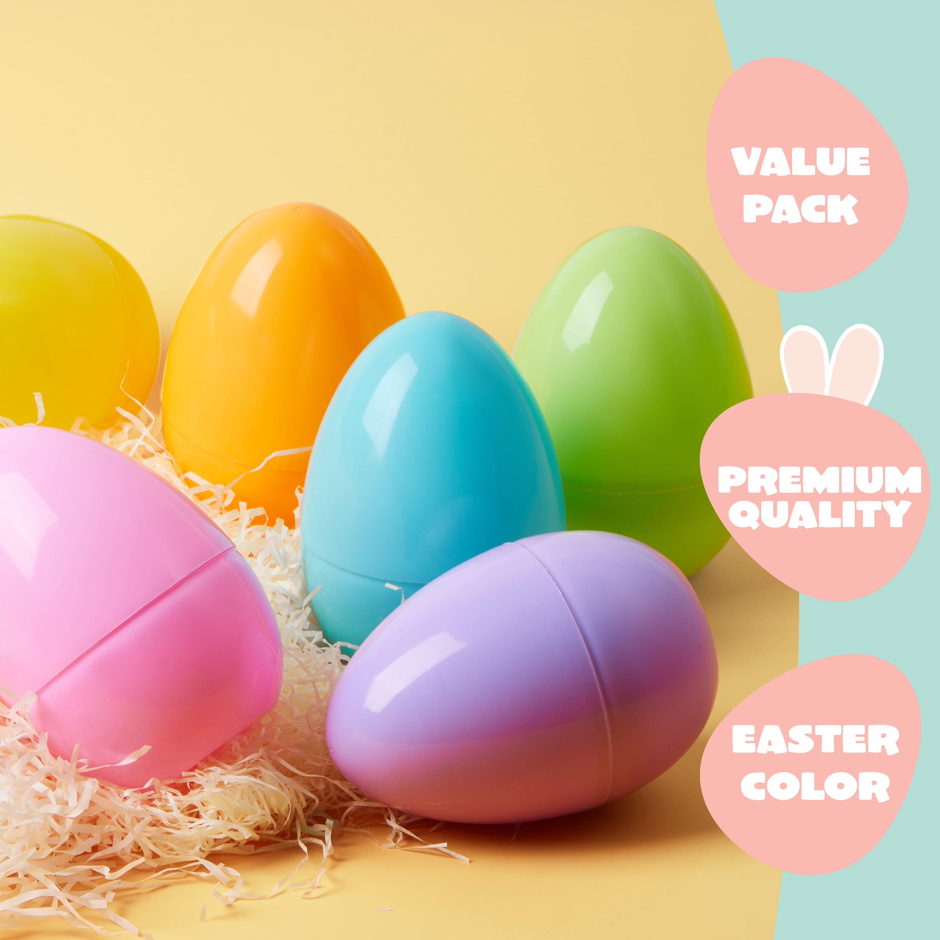Joyfy 6 pack Large Easter Eggs, 6" Pastel Jumbo Plastic Easter Eggs, Empty Fillable for Easter Egg Hunt, Basket Stuffers, Party Favors, Classroom Prize Supplies