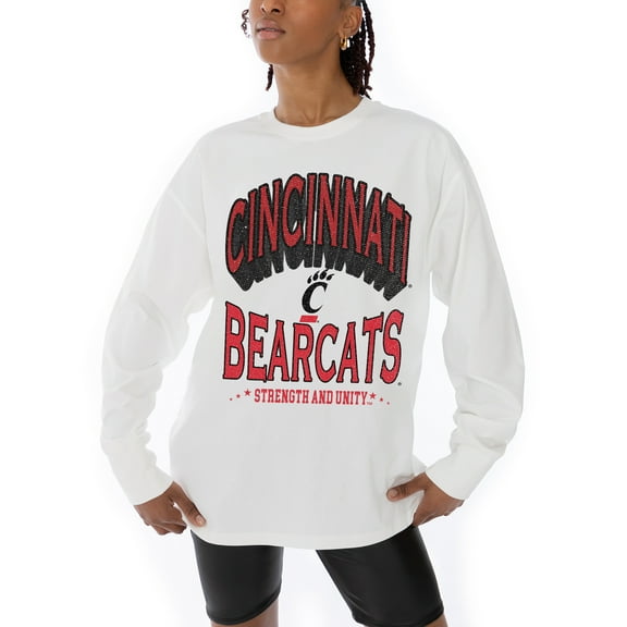 Women's Gameday Couture White Cincinnati Bearcats Midweight Oversized Long Sleeve T-Shirt