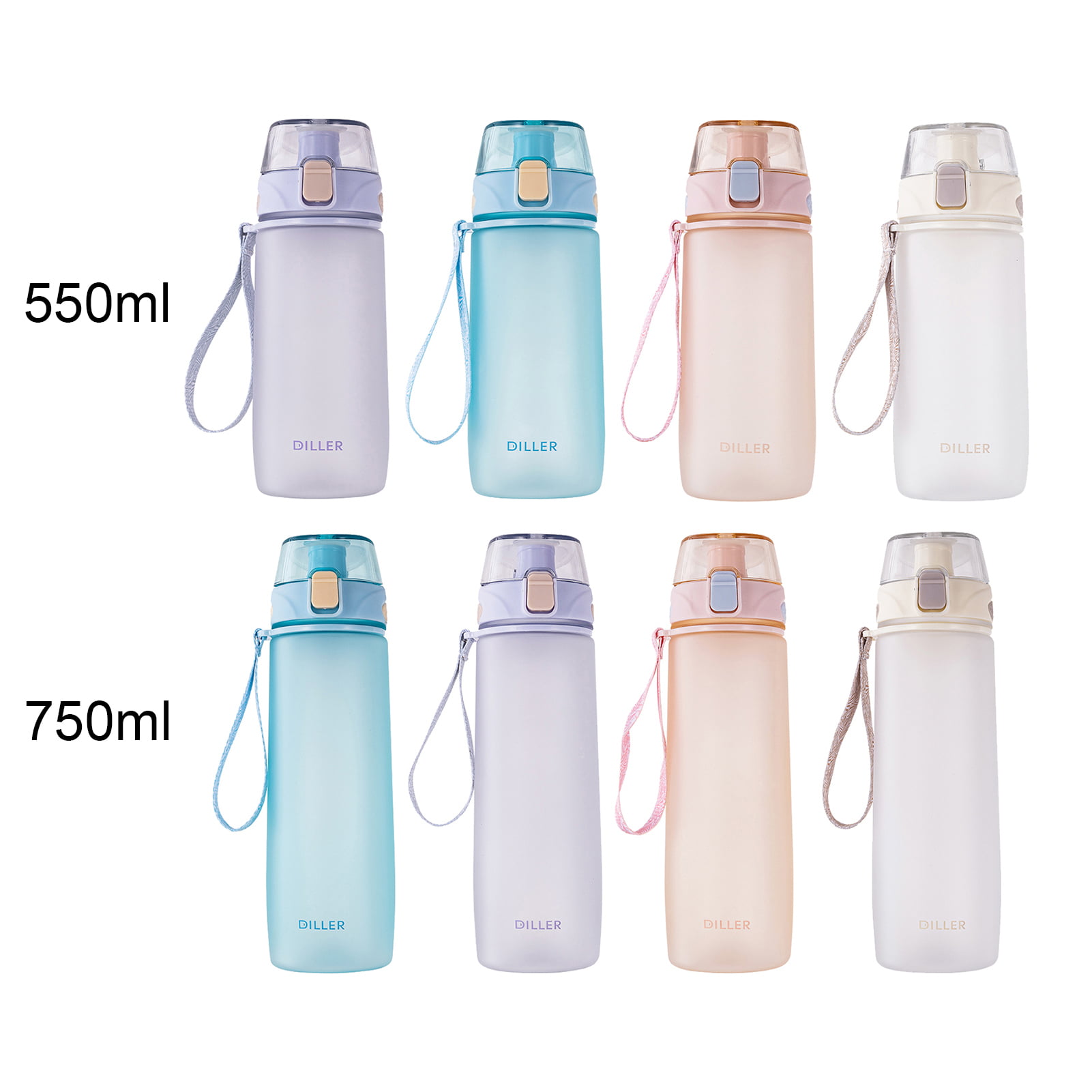 Square Water Bottle With Strap, Large Capacity Sports Bottle For Men And  Women, Lightweight Plastic Gym Bottle 750ml White/black/green/grey